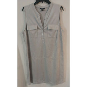 Alfani Faux Suede Dress Sheath Shift A-Line V-Neck Sleeveless Gray Size …